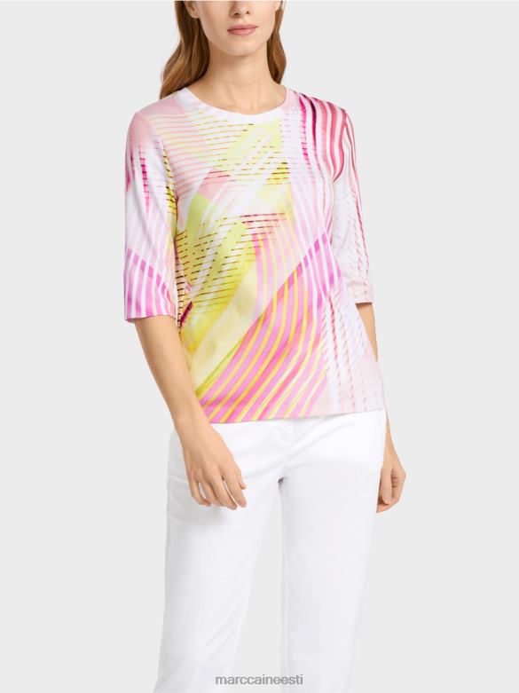 Marc Cain Riietus triibulise mustriga t-särk J8DT1382 kerge limeaad