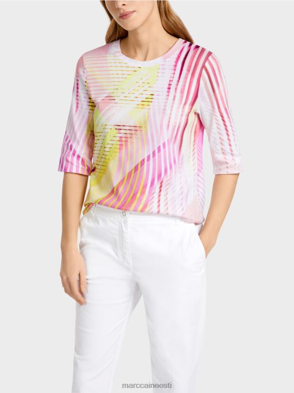 Marc Cain Riietus triibulise mustriga t-särk J8DT1382 kerge limeaad