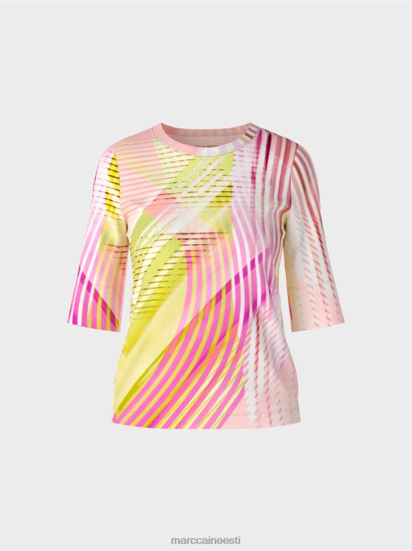 Marc Cain Riietus triibulise mustriga t-särk J8DT1382 kerge limeaad