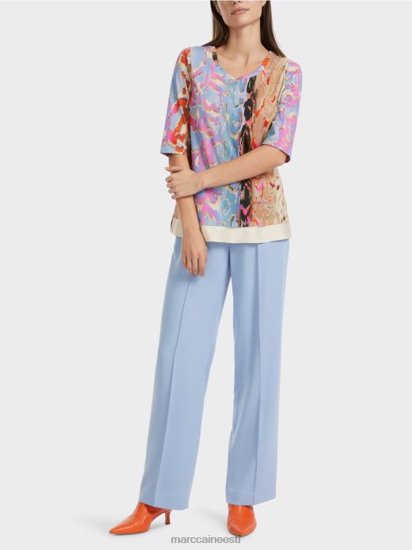 Marc Cain Riietus värviline trükitud t-särk J8DT1286 tume suvetaevas