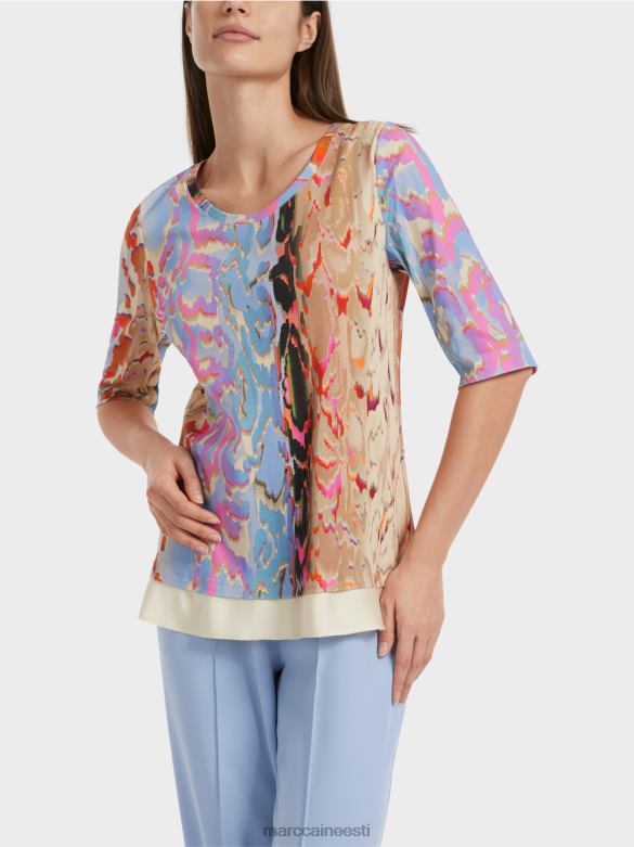 Marc Cain Riietus värviline trükitud t-särk J8DT1286 tume suvetaevas