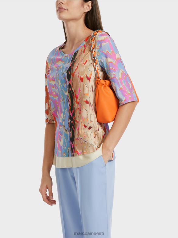 Marc Cain Riietus värviline trükitud t-särk J8DT1286 tume suvetaevas