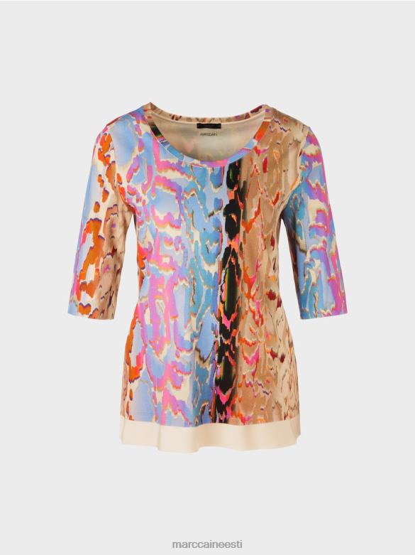 Marc Cain Riietus värviline trükitud t-särk J8DT1286 tume suvetaevas