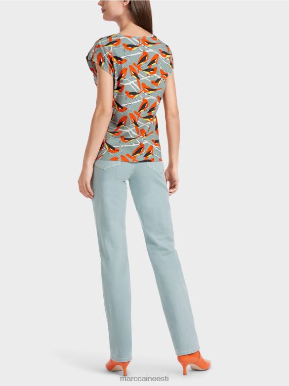 Marc Cain Riietus varrukateta linnudisain T-särk J8DT1318 tume taevasinine