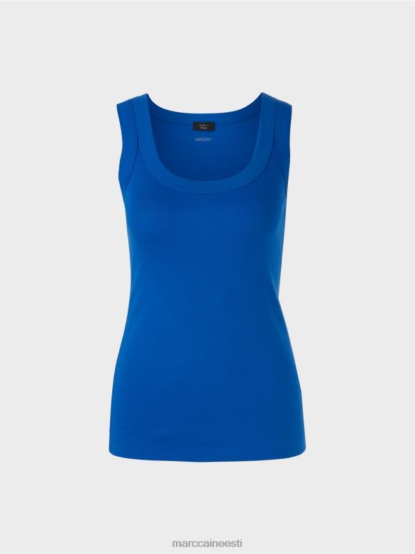 Marc Cain Riietus varrukateta puuvillane soonik top J8DT1243 särav kuninglik sinine