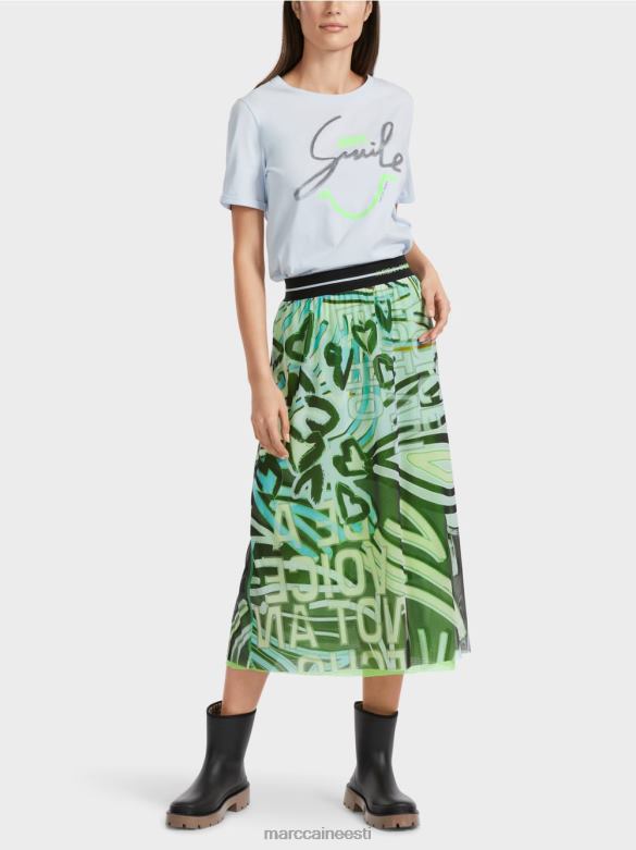 Marc Cain Riietus graffiti disain seelik tüll-jersey J8DT469 pehme pulber sinine