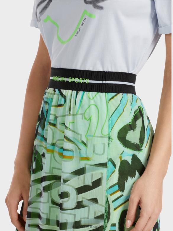 Marc Cain Riietus graffiti disain seelik tüll-jersey J8DT469 pehme pulber sinine