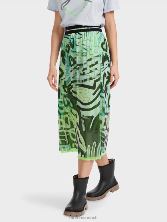 Marc Cain Riietus graffiti disain seelik tüll-jersey J8DT469 pehme pulber sinine