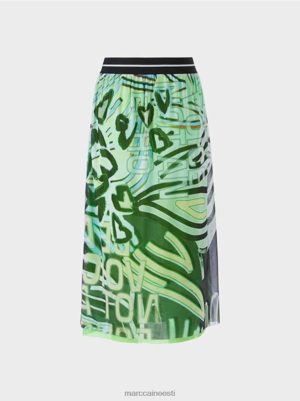 Marc Cain Riietus graffiti disain seelik tüll-jersey J8DT469 pehme pulber sinine