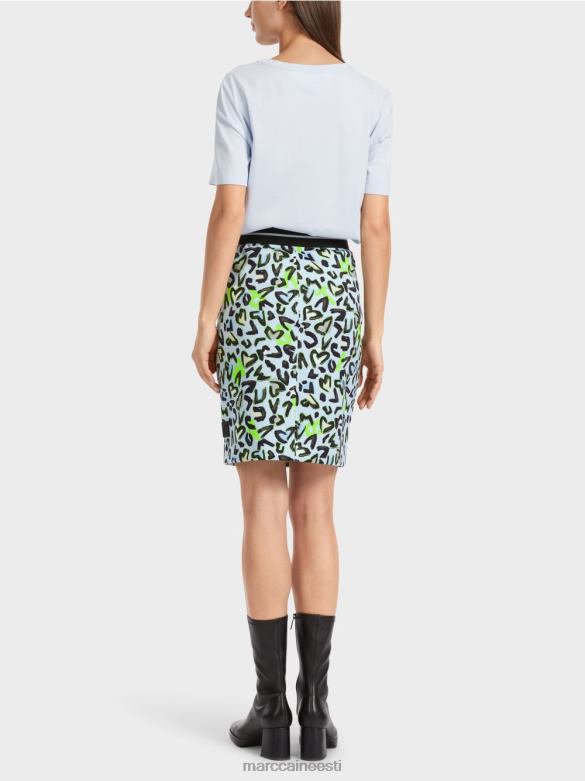 Marc Cain Riietus õhuke grafititrükiga miniseelik J8DT470 pehme pulber sinine