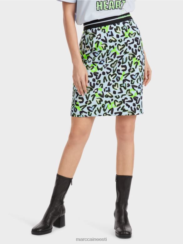 Marc Cain Riietus õhuke grafititrükiga miniseelik J8DT470 pehme pulber sinine