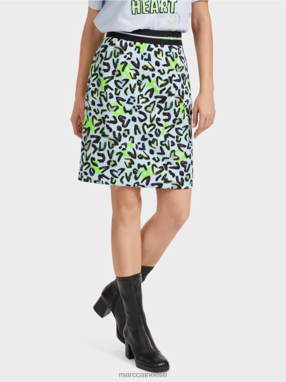 Marc Cain Riietus õhuke grafititrükiga miniseelik J8DT470 pehme pulber sinine