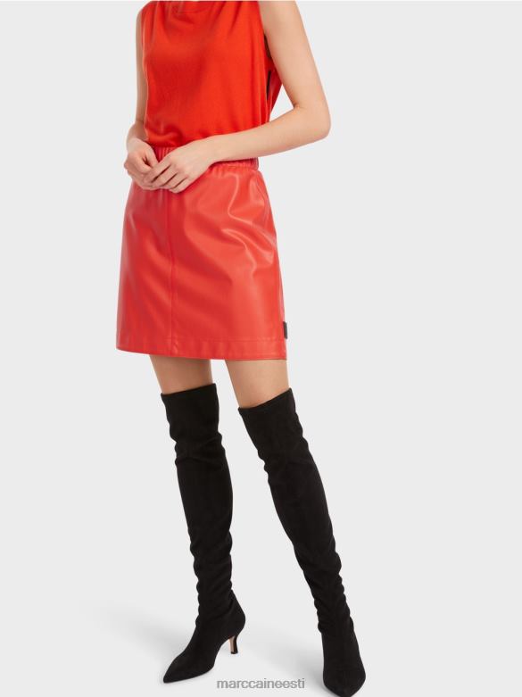 Marc Cain Riietus lõbusast nahast lühike seelik J8DT462 campari