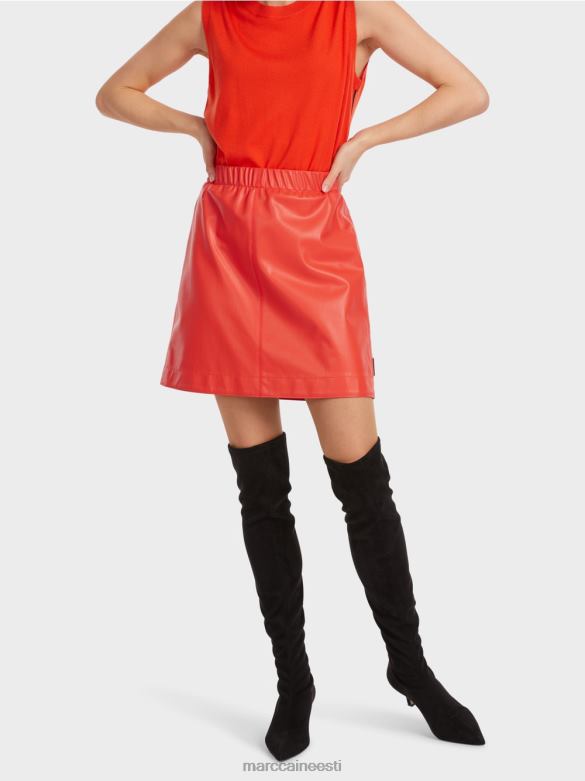 Marc Cain Riietus lõbusast nahast lühike seelik J8DT462 campari