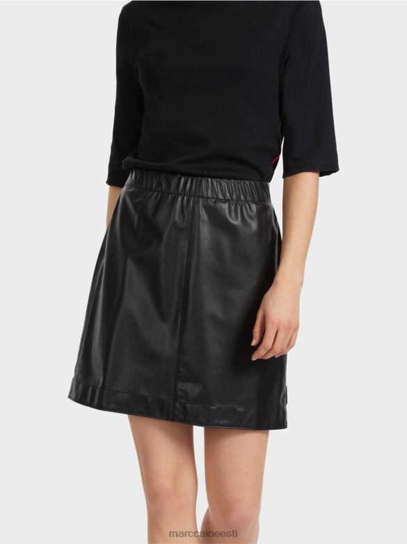 Marc Cain Riietus lõbusast nahast lühike seelik J8DT463 must