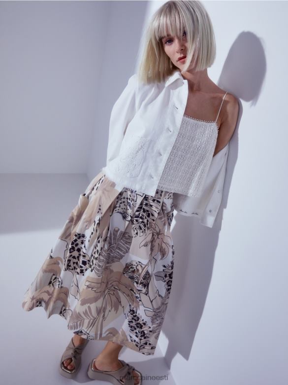 Marc Cain Riietus lai kollaažtrükiga seelik J8DT486 sügav liiv