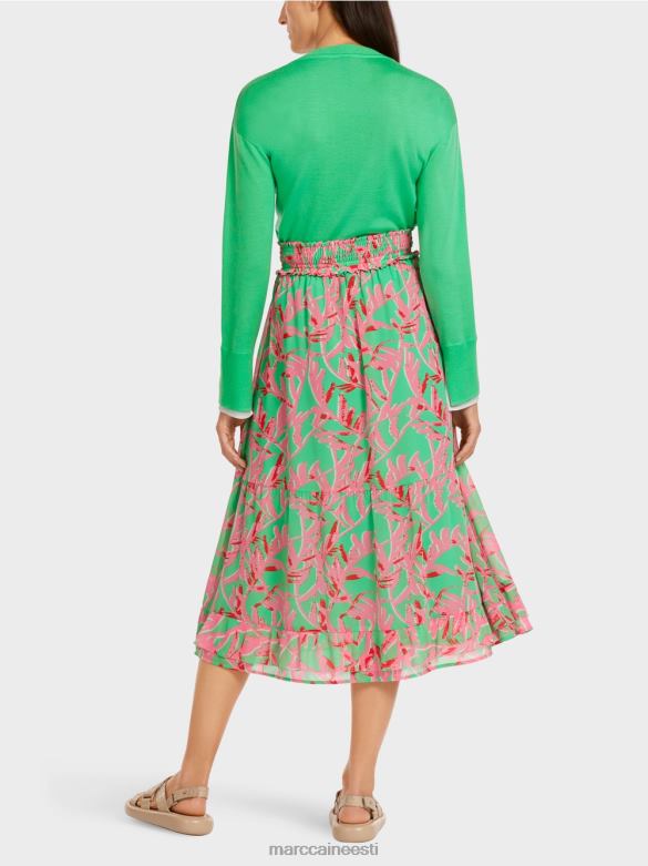 Marc Cain Riietus lillelise mustriga voldiline seelik J8DT499 särav jade