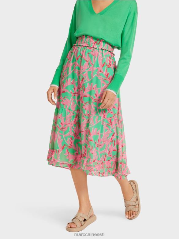 Marc Cain Riietus lillelise mustriga voldiline seelik J8DT499 särav jade