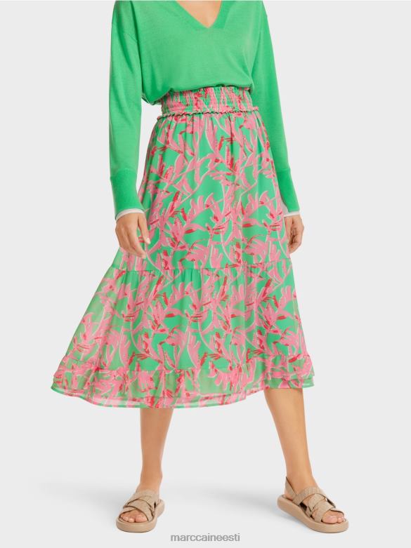 Marc Cain Riietus lillelise mustriga voldiline seelik J8DT499 särav jade