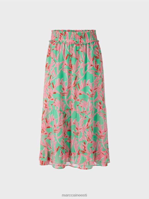 Marc Cain Riietus lillelise mustriga voldiline seelik J8DT499 särav jade