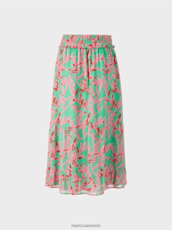 Marc Cain Riietus lillelise mustriga voldiline seelik J8DT499 särav jade