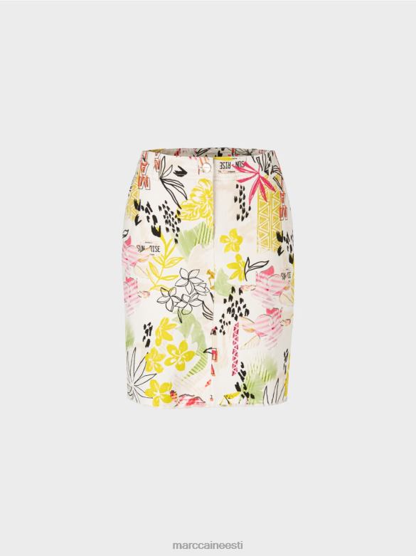 Marc Cain Riietus \"mõtle koos ümber\" miniseelik trükiga J8DT479 kerge limeaad