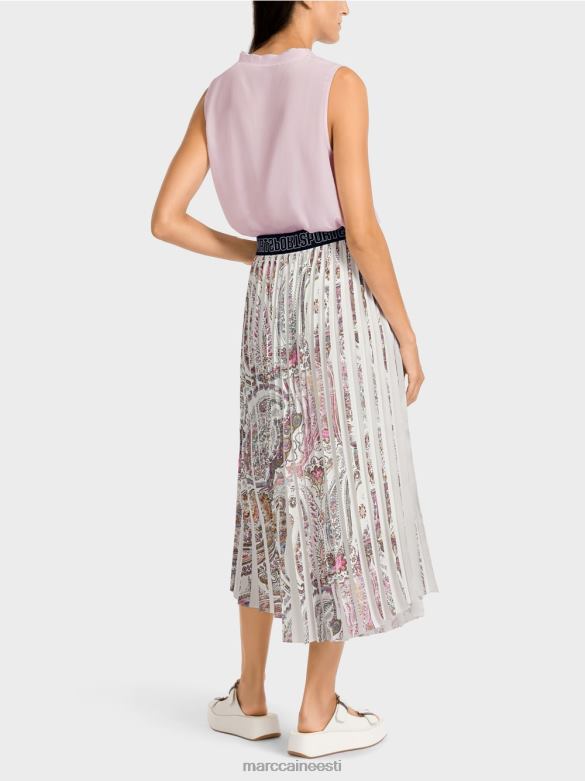 Marc Cain Riietus plisseeritud seelik paisley trükiga J8DT490 määrdunudvalge