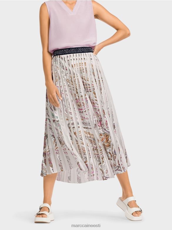 Marc Cain Riietus plisseeritud seelik paisley trükiga J8DT490 määrdunudvalge