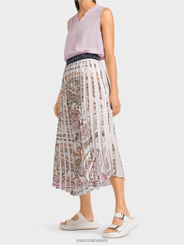 Marc Cain Riietus plisseeritud seelik paisley trükiga J8DT490 määrdunudvalge