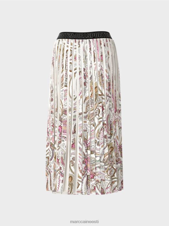 Marc Cain Riietus plisseeritud seelik paisley trükiga J8DT490 määrdunudvalge