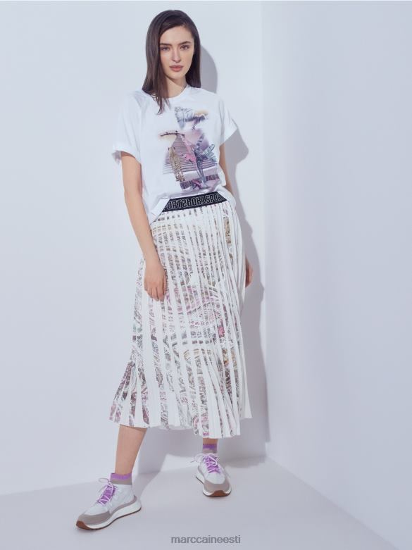 Marc Cain Riietus plisseeritud seelik paisley trükiga J8DT490 määrdunudvalge