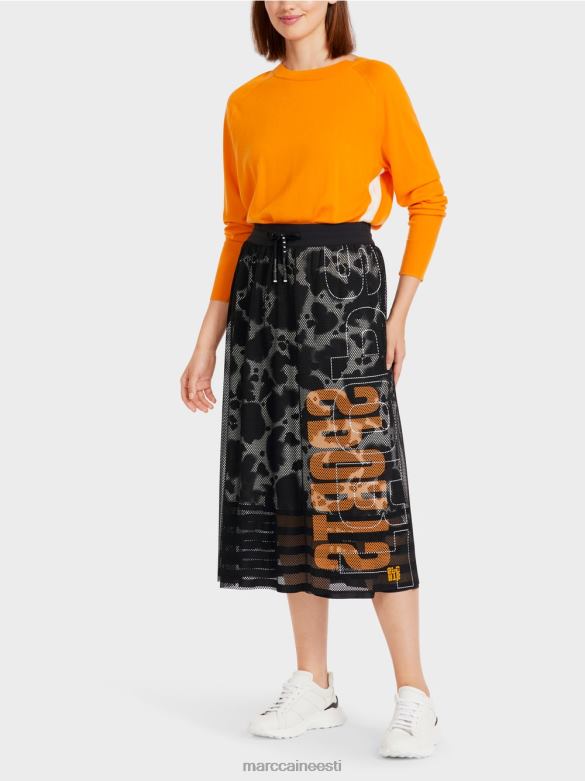 Marc Cain Riietus võrkseelik trükitud voodriga J8DT501 must