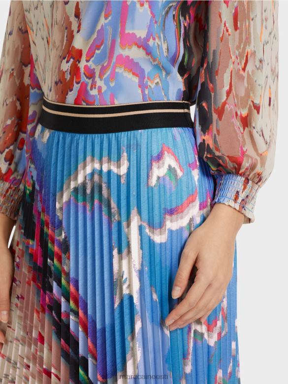 Marc Cain Riietus värviline trükitud plisseeritud seelik J8DT466 tume suvetaevas