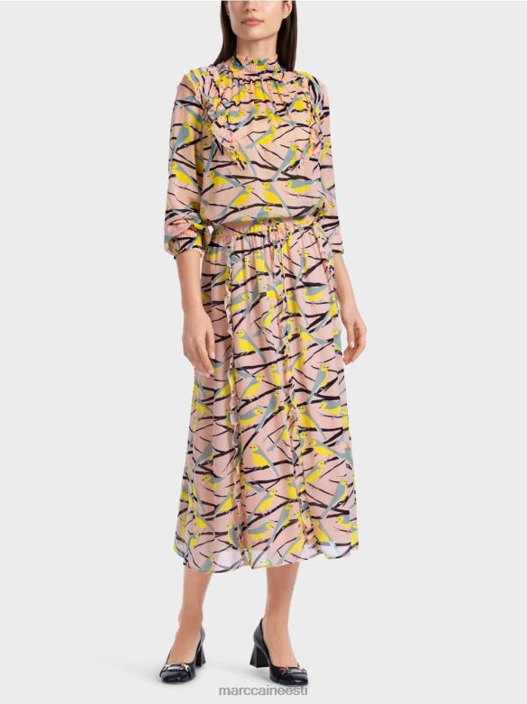 Marc Cain Riietus volangdetailidega midiseelik J8DT472 pehme puuderroosa