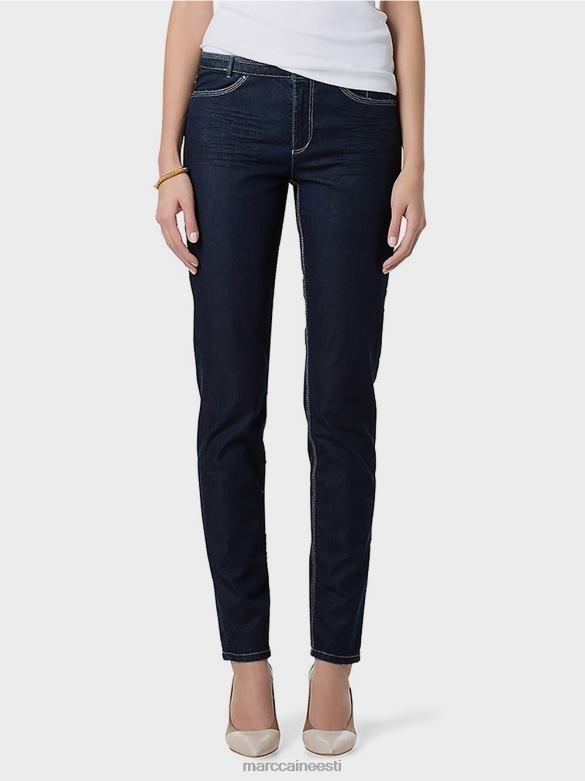 Marc Cain Riietus erksavärviliste õmblustega teksad J8DT834 tumesinine denim