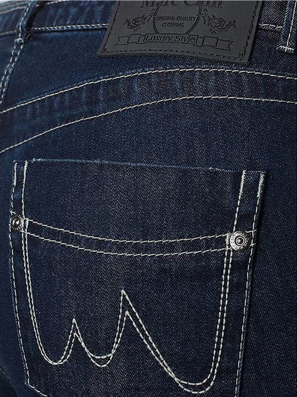 Marc Cain Riietus erksavärviliste õmblustega teksad J8DT834 tumesinine denim