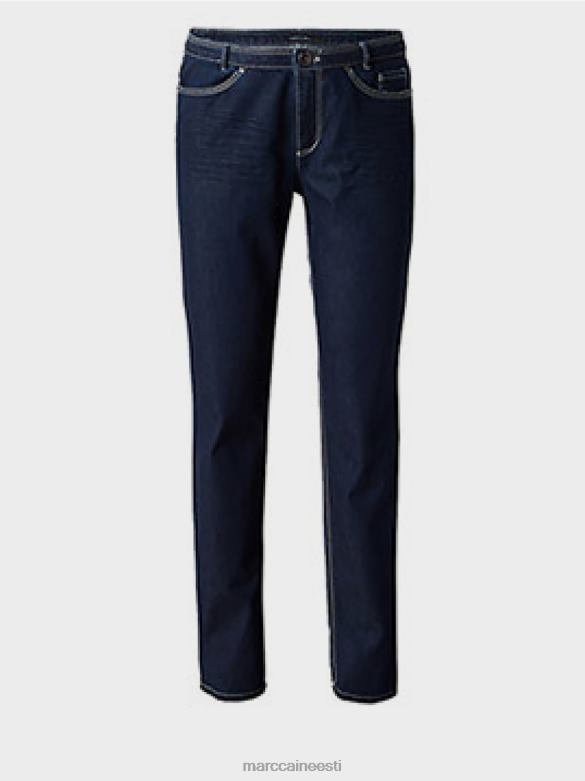 Marc Cain Riietus erksavärviliste õmblustega teksad J8DT834 tumesinine denim