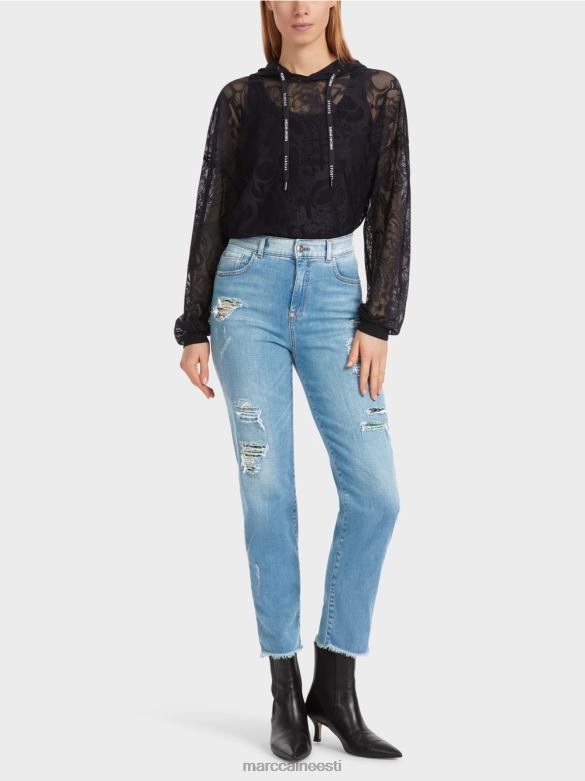 Marc Cain Riietus hävitatud efektidega fyli teksad J8DT748 vintage sinine