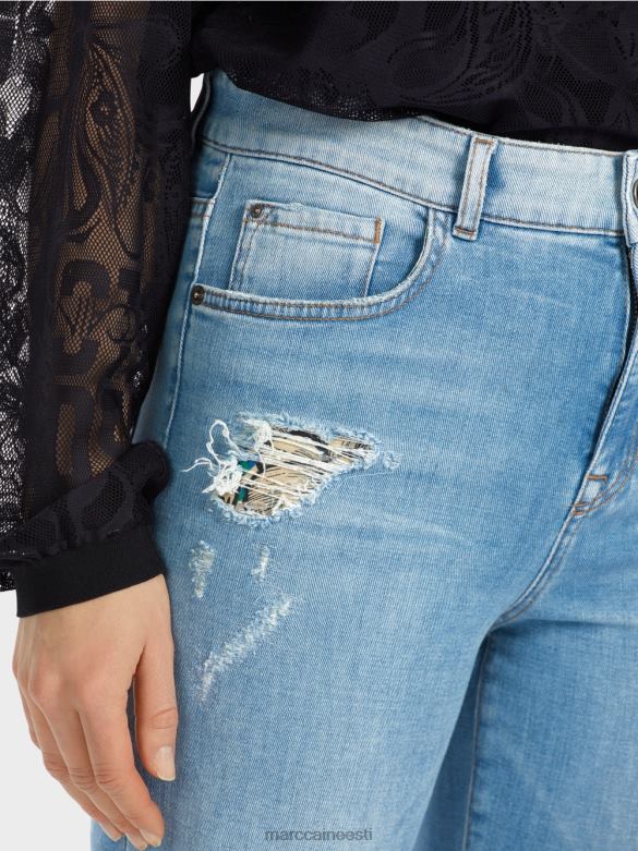 Marc Cain Riietus hävitatud efektidega fyli teksad J8DT748 vintage sinine