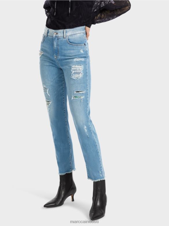 Marc Cain Riietus hävitatud efektidega fyli teksad J8DT748 vintage sinine