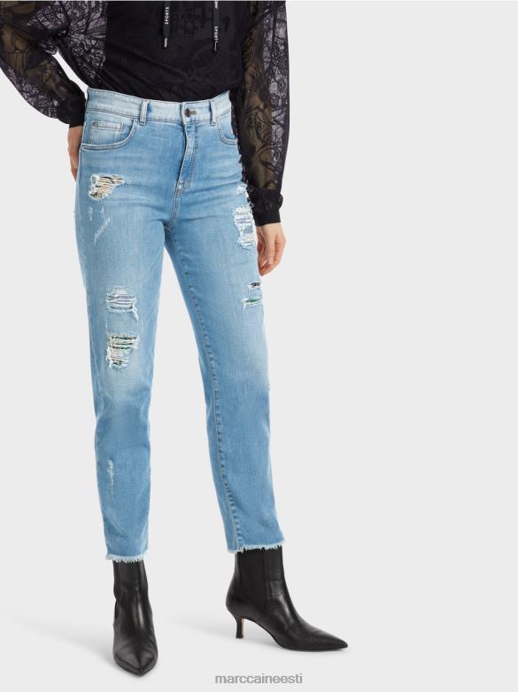Marc Cain Riietus hävitatud efektidega fyli teksad J8DT748 vintage sinine