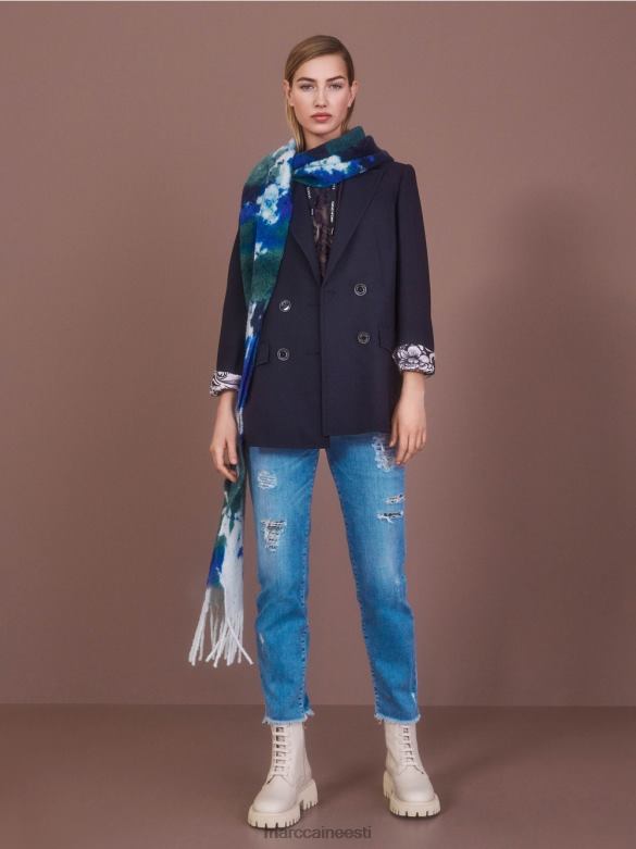 Marc Cain Riietus hävitatud efektidega fyli teksad J8DT748 vintage sinine