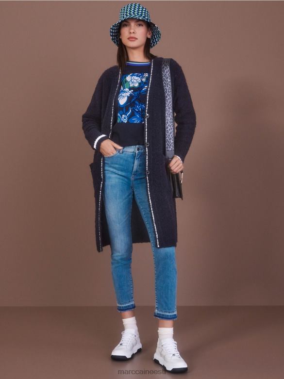 Marc Cain Riietus kasutatud efektidega viietaskulised silea teksad J8DT750 vintage sinine