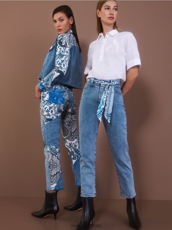 Marc Cain Riietus riad \"rethink together\" teksad J8DT783 vintage sinine