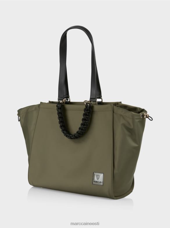 Marc Cain tarvik \"koos ümber mõtlema\" heegeldatud sangakott J8DT1538 kollane oliiv