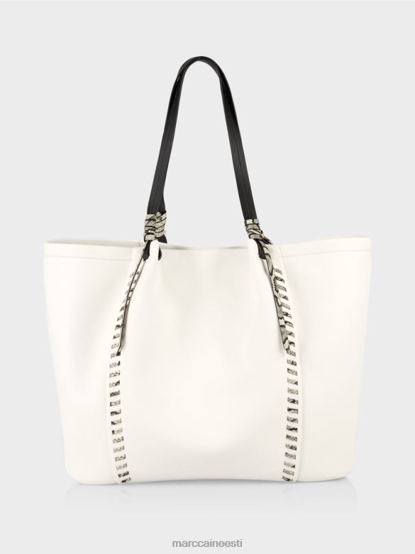 Marc Cain tarvik \"koos ümber mõtlema\" nahaga kandekott J8DT1524 valge ja must