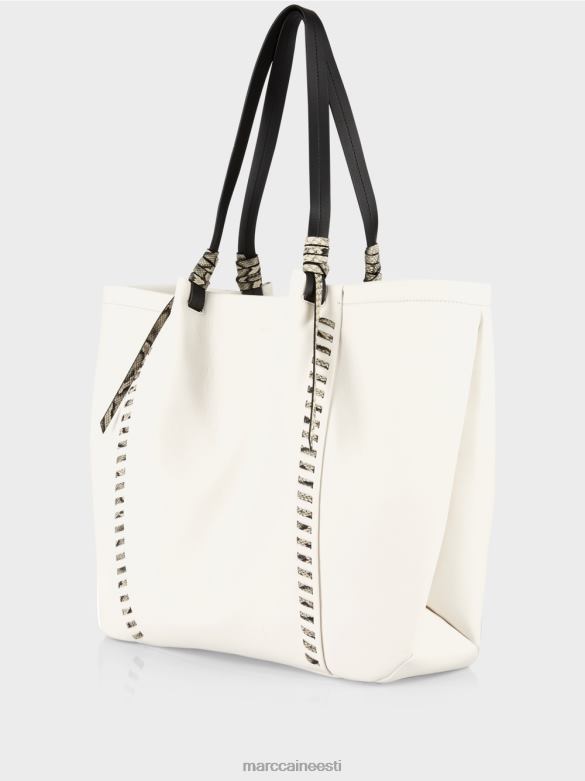 Marc Cain tarvik \"koos ümber mõtlema\" nahaga kandekott J8DT1524 valge ja must