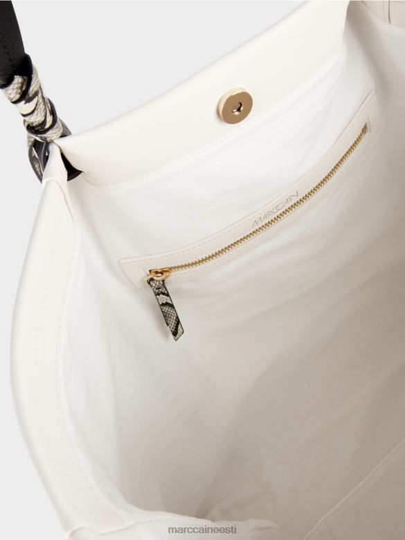 Marc Cain tarvik \"koos ümber mõtlema\" nahaga kandekott J8DT1524 valge ja must