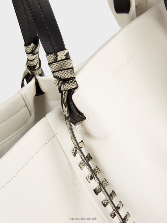 Marc Cain tarvik \"koos ümber mõtlema\" nahaga kandekott J8DT1524 valge ja must