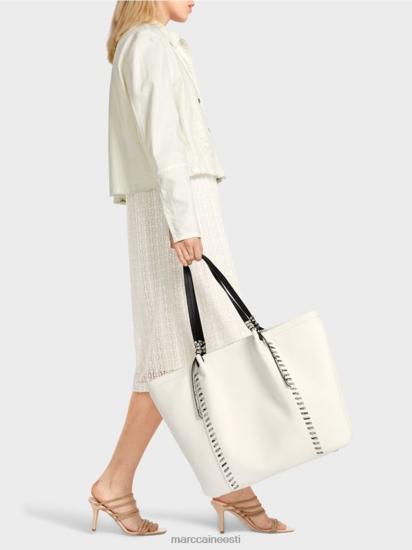 Marc Cain tarvik \"koos ümber mõtlema\" nahaga kandekott J8DT1524 valge ja must